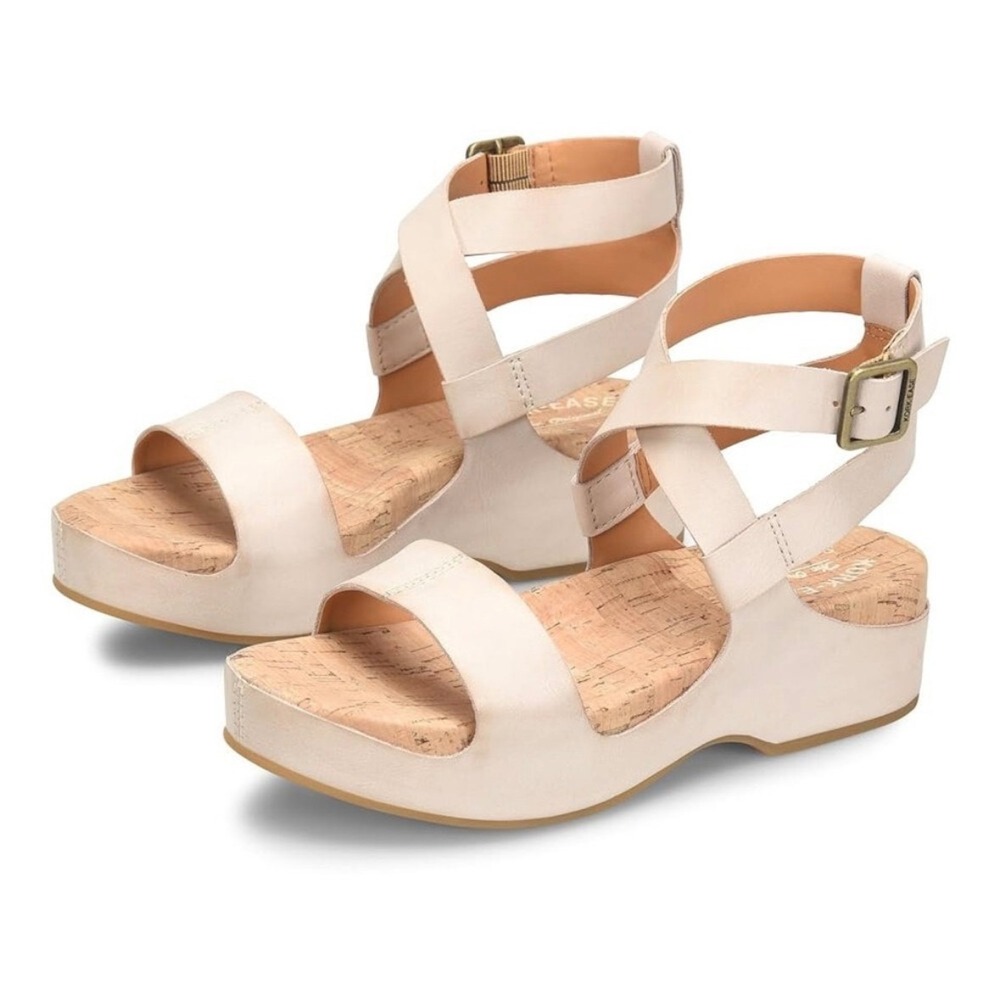 Kork-Ease Yadira Sandals Womens 8M Cream Leather Cork Platform Wedge Boho Retro